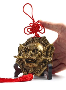 玄众阁 狮咬剑铜牌铜狮吞口兽狮子摆件兽头八卦睚眦大门虎头牌