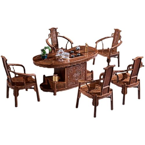 王木匠 鸡翅木茶台腰型茶桌 功夫茶几组合 实木红木中式明清古典 - 图3