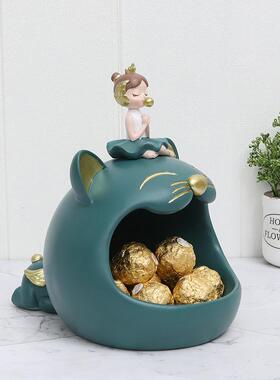 欧式卡通入玄关钥居匙杂R9A7A0收户纳摆件创意家桌面置物物盒树脂