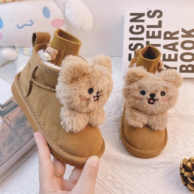 女童雪地靴冬季2026新款可爱小熊毛绒保暖儿童棉鞋加绒加厚小女孩,淘宝优惠券,粉丝福利购,淘宝优惠卷
