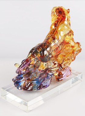 平步青云琉璃老虎摆件工艺品生肖虎客厅家居摆设送朋友办公室装饰