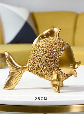 情侣富贵鱼工艺品摆件客厅书房办公玄关家居创意摆件节日高档礼品