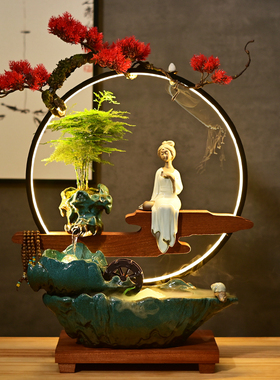 创意招财流水风水轮转运珠客厅桌面喷泉景观开业礼物乔迁新居礼品