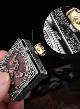 新品藏式金翅大鹏嘎乌盒黄铜方z形男女便携国潮复古红铜项链送一