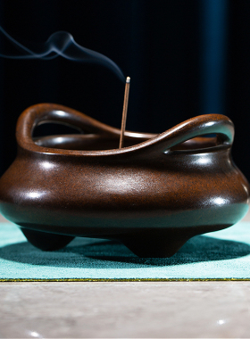 极速朱炳仁铜香炉桥n耳三足炉铜工艺品办公室装饰摆件香炉 宣德炉