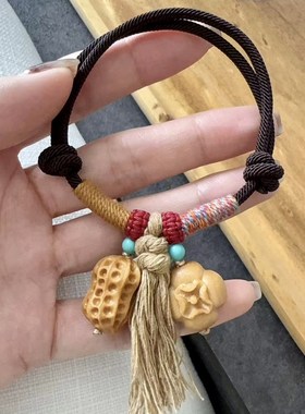 新品檀木花生柿子好n事发生女款手链 女款手串 小众百搭女款手链