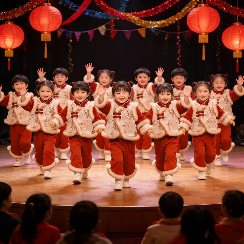 儿童汉服拜年服演出服男女童新中式加厚冬季套装新年过年喜庆衣服,淘宝优惠券,粉丝福利购,淘宝优惠卷