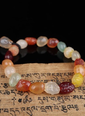 极速天然原石阿拉善戈壁葡萄干糖心玛瑙J彩色单圈手串手链女款礼