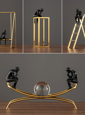 极速现代抽象人物雕塑办公室酒y柜饰品摆件体操运动员客厅桌面装