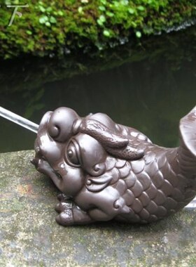 新品复古风紫砂陶瓷喷水鱼化龙z摆件假山盆景庭院招财流水风水造