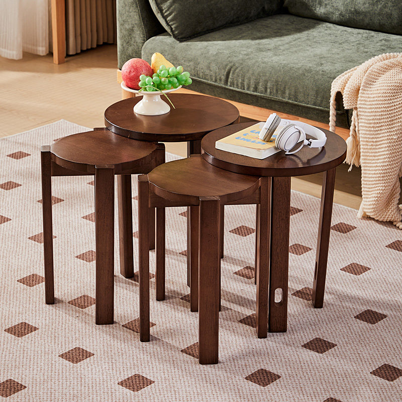 博盈全实木凳子家用可叠放组合圆凳客厅餐桌凳收纳叠叠乐板凳木凳,淘宝优惠券,粉丝福利购,淘宝优惠卷