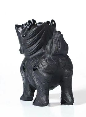 黑曜石色麒麟摆件黑色家居办公桌饰品吉祥物风水吉祥物摆设玄关