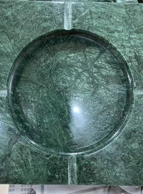 高端大理石玉石烟灰缸方形石头新款防水卧室ins风灵璧石印度绿