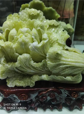 天然蓝田玉白菜摆件原石雕刻岫玉玉白菜玉石工艺品开业礼品家居