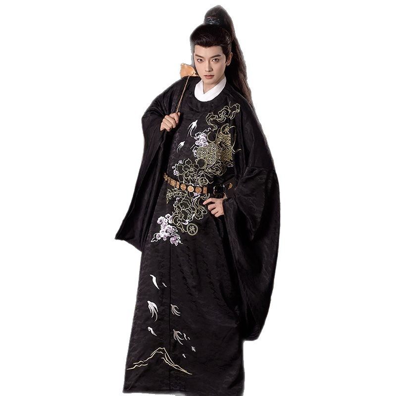 秋冬原创汉服2025新款圆领袍唐制古装绣花男款中国风日常古风套装,淘宝优惠券,粉丝福利购,淘宝优惠卷