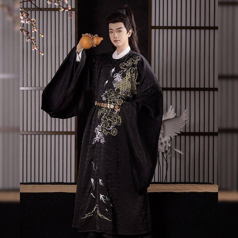 秋冬原创汉服2025新款圆领袍唐制古装绣花男款中国风日常古风套装,淘宝优惠券,粉丝福利购,淘宝优惠卷
