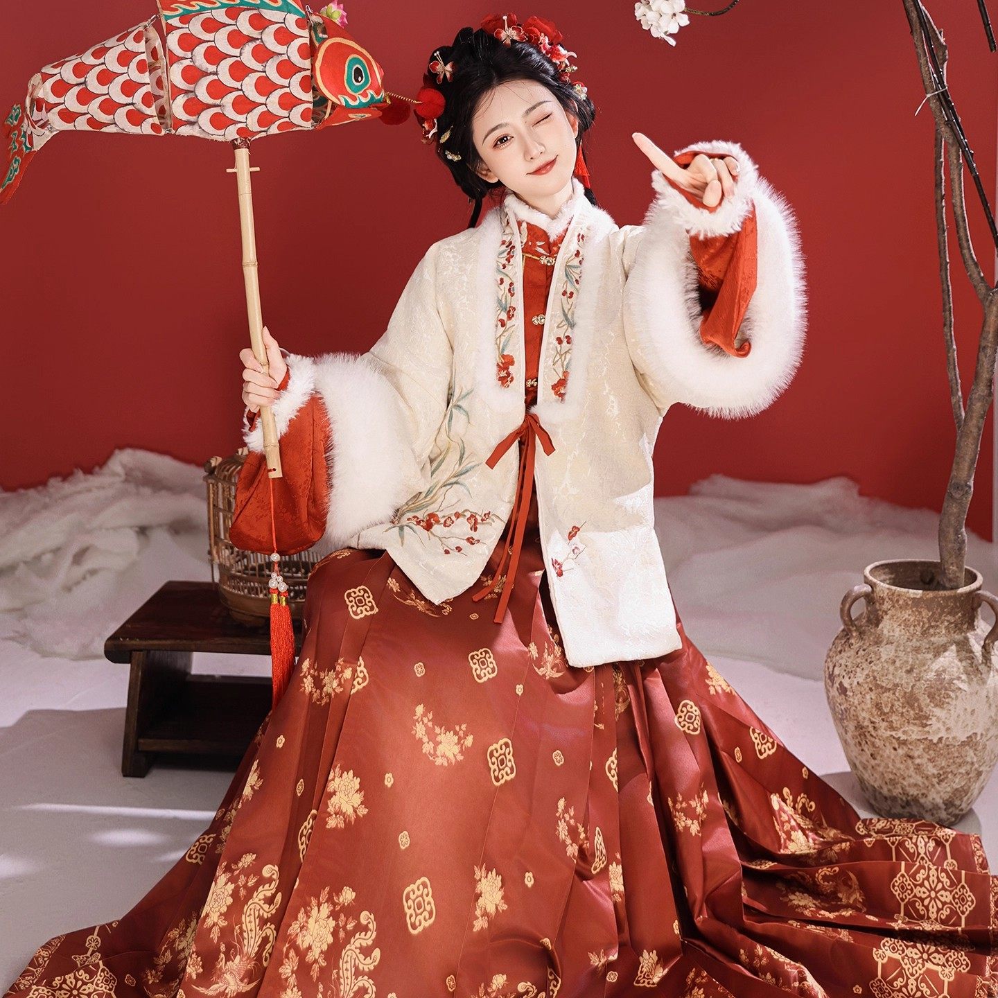 原创明制汉服女2025新款中国风冬季短袄内搭马面裙加绒拜年服古装,淘宝优惠券,粉丝福利购,淘宝优惠卷