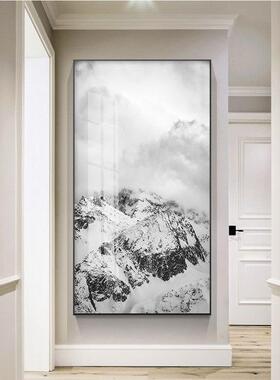 北欧玄关装饰简画现代约海客厅壁气画景过道走廊入户竖版大波澜壮