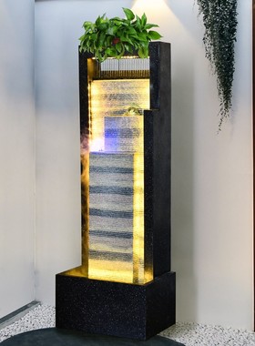 现代简约流水墙喷泉摆件落地客厅办公室内景观水幕墙屏风招财装饰