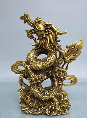 铜龙摆件纯铜升龙飞龙站龙五爪青龙元宝生肖葫芦龙客厅装饰品礼品