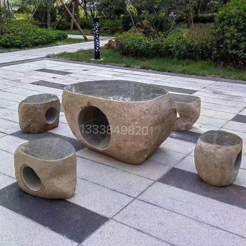 天然青石茶桌户外庭院花园别墅家用石头桌子石凳组合鹅卵石茶台,淘宝优惠券,粉丝福利购,淘宝优惠卷