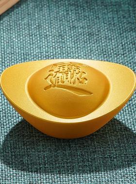 黄铜实心沙金色元宝摆件道具财神桌面一锭发财装饰品开业乔迁礼品