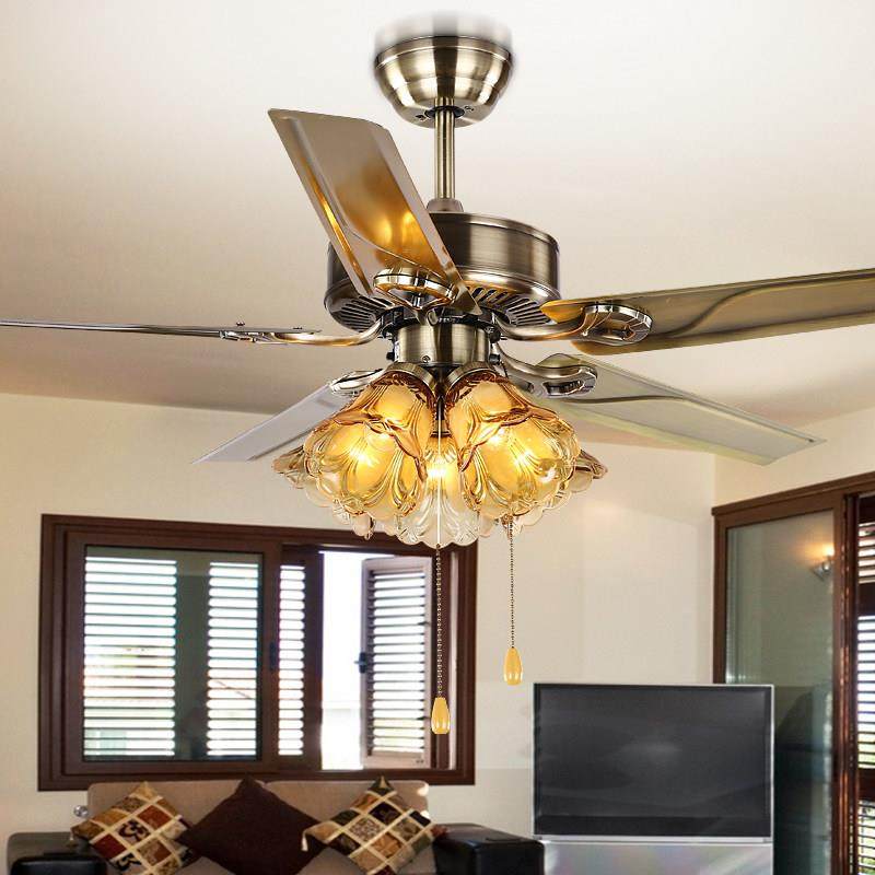 森林风欧式仿古客厅铁叶吊扇灯 餐厅灯带风扇一体吊灯 灯扇风扇灯,淘宝优惠券,粉丝福利购,淘宝优惠卷