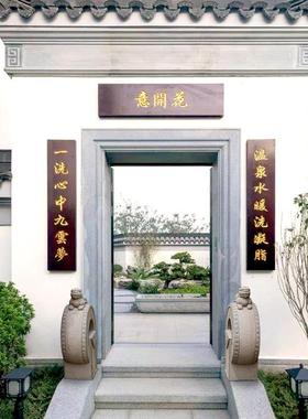 新中式石鼓门墩抱鼓石一对家用仿古庭院别墅装饰镇宅门口石墩摆件