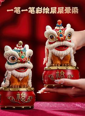 礼师傅国潮醒狮摆件黄铜工艺品家居玄关电视柜办公室装饰乔迁礼品