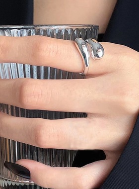 跨境欧美新款金属高级感时尚天然个性戒指男女几何饰品水滴爆款