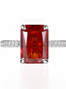 2025新款欧美热卖7克拉冰花坦桑蓝高碳钻925银长方形戒指