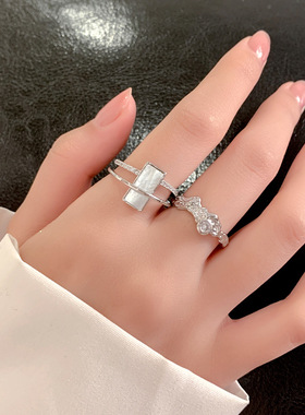 2025璀璨新款锆石女士轻奢时尚食指戒指小巧开口个性潮流珠宝