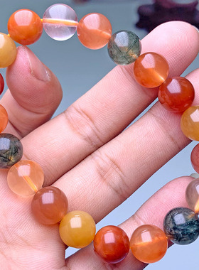 天然福禄寿手串 红绿黄福绿寿水晶手链福禄寿发晶 厂家直销