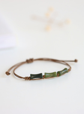 2025新款国风文艺节节高玉石竹编男女潮流手链中国风饰品上岸精品