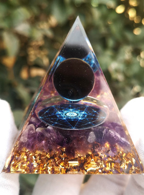 新款亚马逊跨境水晶碎石6厘米金字塔工艺品家居桌面摆件精美