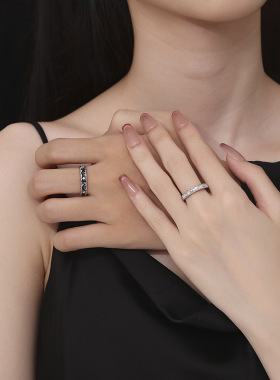 S999纯银情侣对戒星夜相伴情侣戒指轻奢小众生日礼物送礼送女朋友