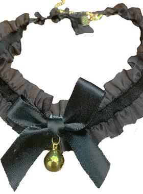 洛丽塔黑色女仆蝴蝶结铃铛项链劲链锁骨链礼服配饰表演饰品