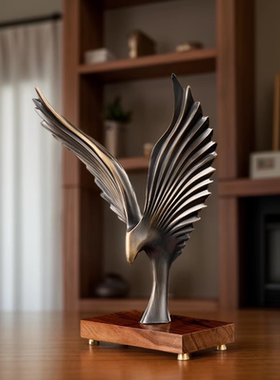 皇普森大鹏展翅全铜摆件大展宏图新中式客厅老板办公室桌工艺品