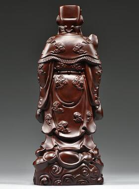 黑檀木雕财神爷佛像摆件实木客厅玄关家用装饰工艺品店铺开业送礼