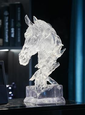 马头摆件轻奢高档现代工艺品酒柜装饰品电视柜客厅领导办公室桌面