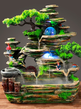 假山流水喷泉循环客厅办公室招财镇宅新中式葫芦摆件开业乔迁礼物