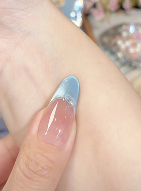 纯手工穿戴甲夏日猫眼显白美甲