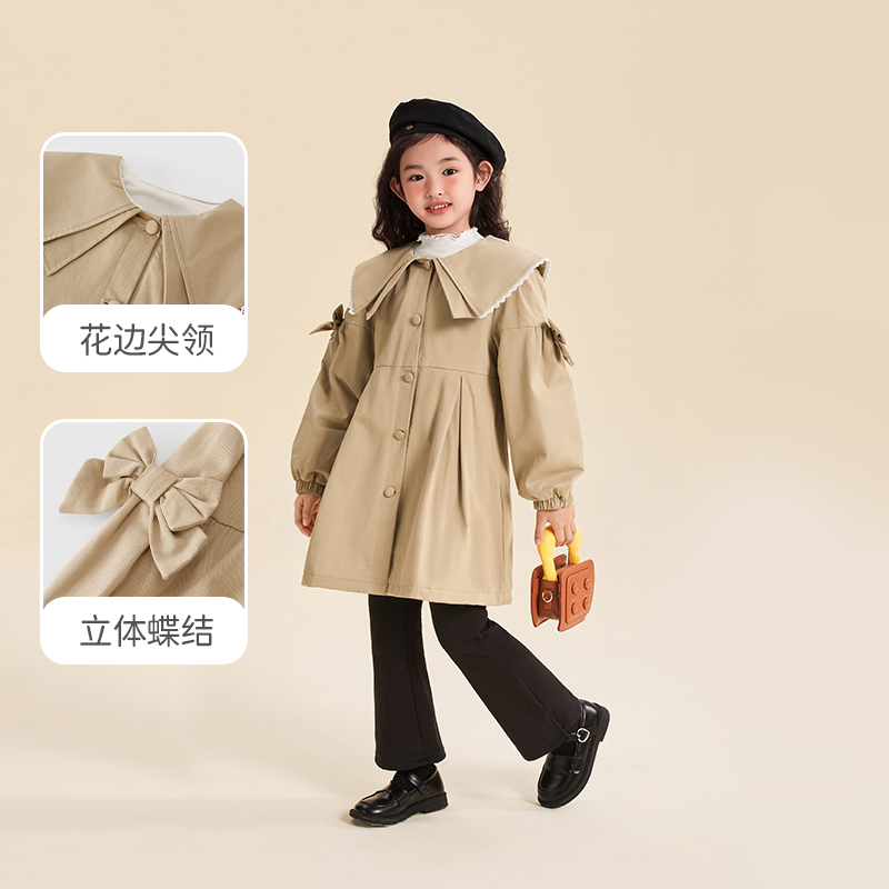 女童加绒外套英伦风秋冬女中大童中长款薄绒衣服冬装儿童洋气风衣,淘宝优惠券,粉丝福利购,淘宝优惠卷