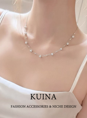 满钻圆珠双层锁骨链满天星项链女