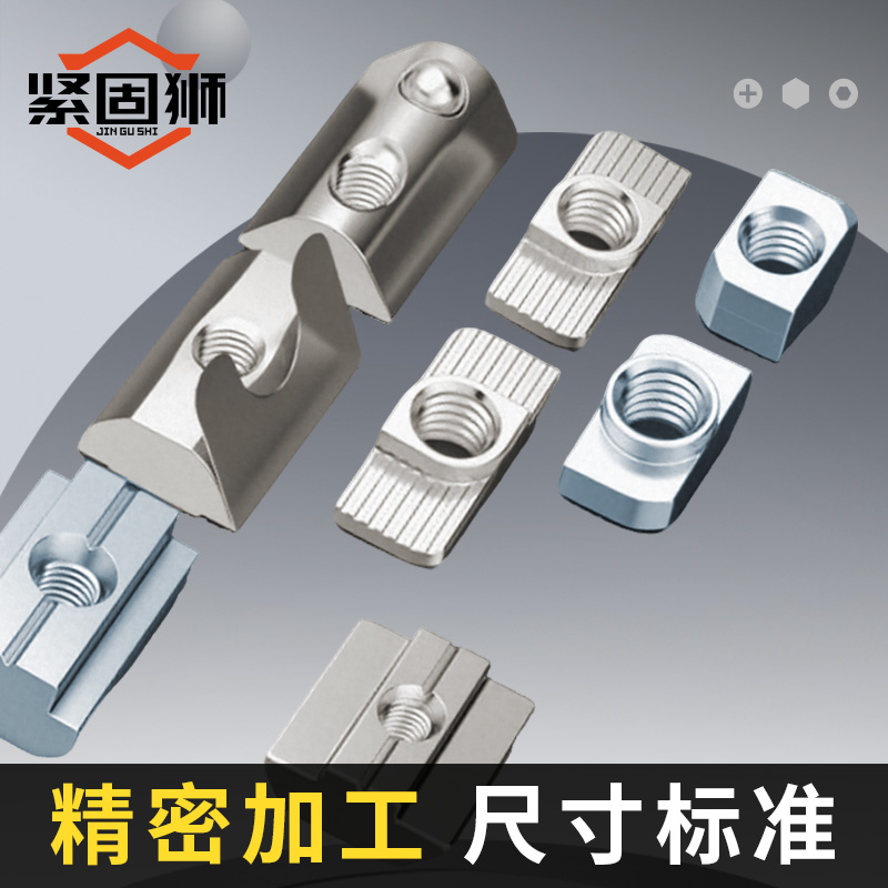 T型螺帽不锈钢20t型螺母大全滑块30欧标M6铝型材船型弹片配件国标 - 图0