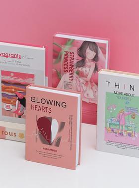 粉色假书摆件装饰书女孩房间样板房客厅书柜儿童仿真书摆件装饰品