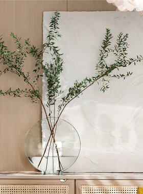 现代简约金属玻璃鱼嘴花器摆件样板间售楼处客厅玄关软装饰品花瓶