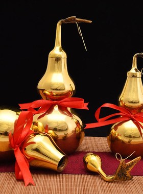 铜葫芦摆件纯铜开口开盖空心八卦五帝钱铜葫芦家居装饰大小号挂件