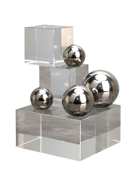 极简意式轻奢电镀银灰色金字塔堆积水晶分子球电视柜书柜装饰摆件