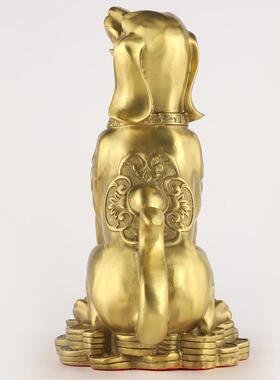 坐地生财狗元宝狗生肖元宝狗金钱狗摆件铜器工艺品